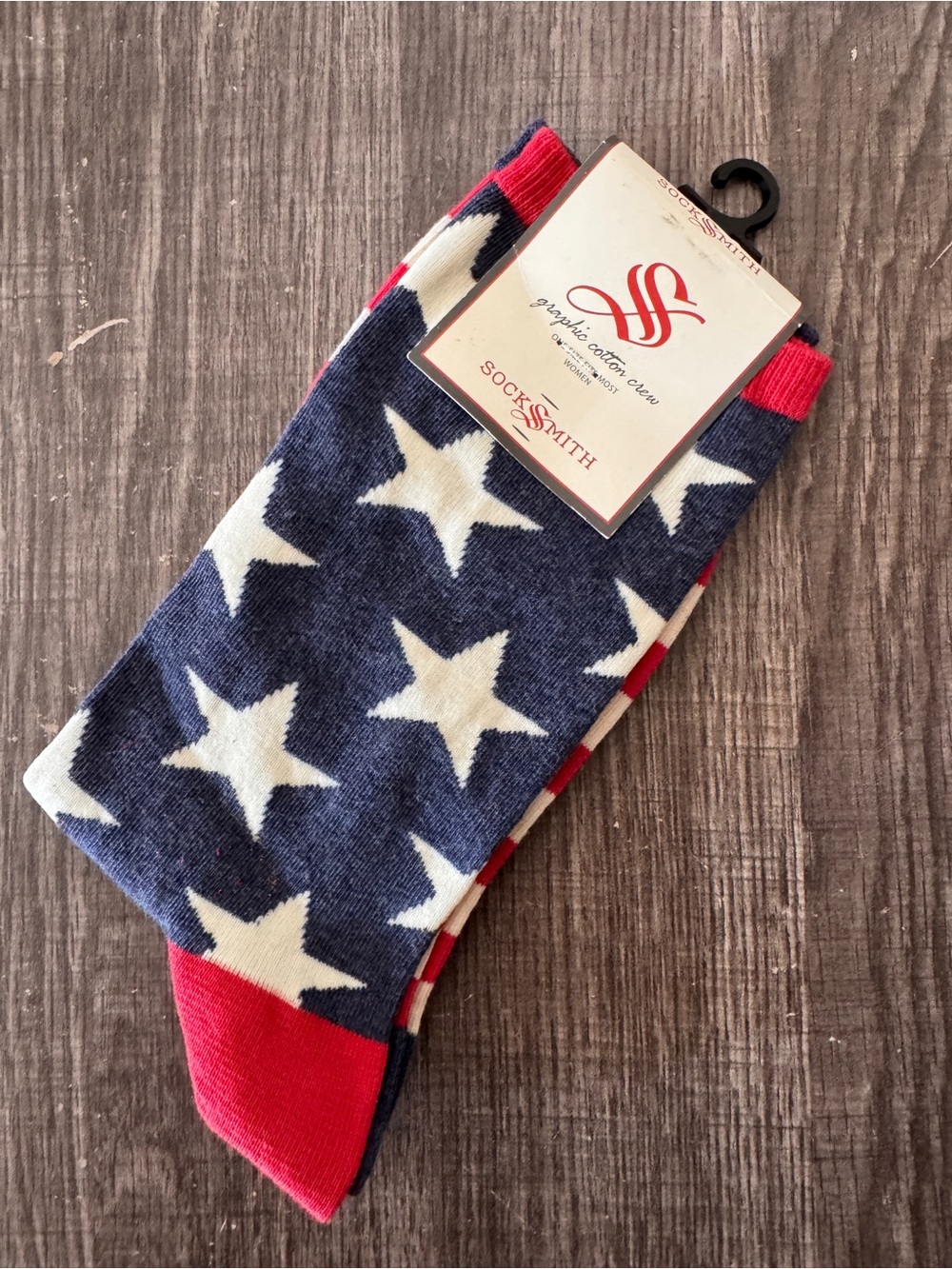 Socksmith Womens Stars Stripes Patriotic Crew Socks NWT